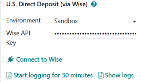Click the Connect to Wise button to ensure the connection is established between the Odoo database and the Wise account.
