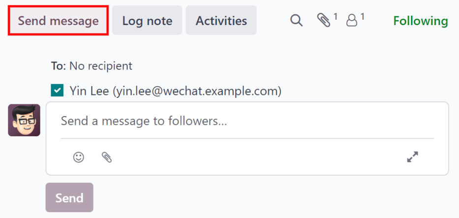 从沟通栏发送电子邮件