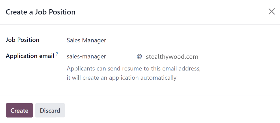 Criar nova vaga de emprego.