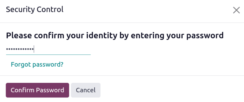 The security pop-up window asking to verify the account with a password.