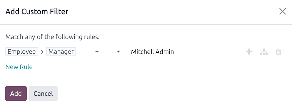 自定义筛选器，只显示用户的员工。