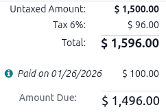 Sample of a invoice for a rental order with an applied credit note.