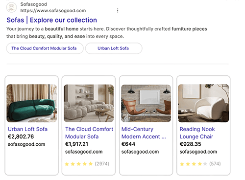 Snippets en los resultados del motor de búsqueda.