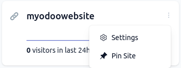 Cliquez sur l'icône d'engrenage dans la liste des sites web.