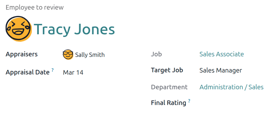 A new appraisal form with the top half filled out.