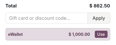 Gift card and eWallet options at checkout